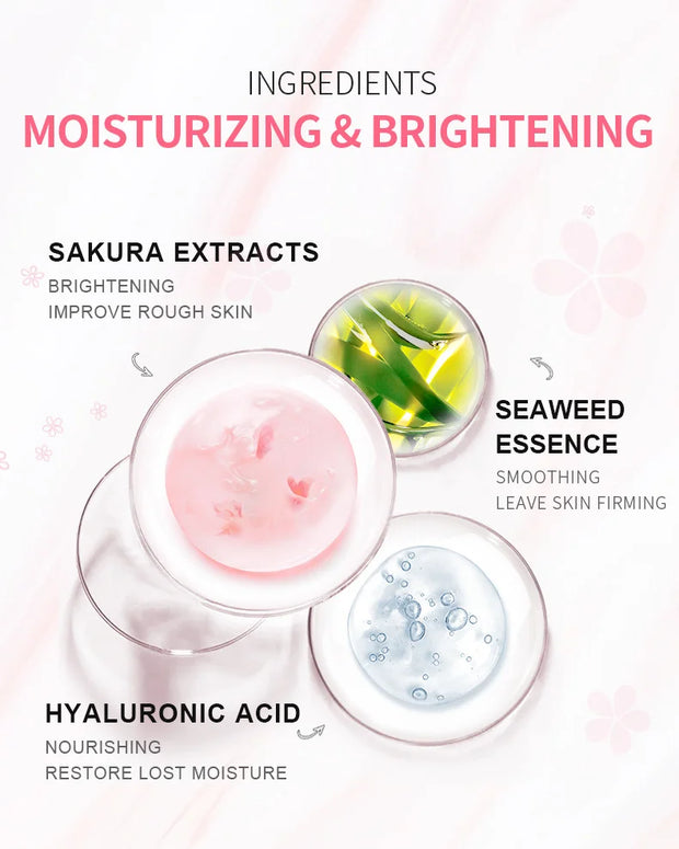 Mascarilla facial hidratante para dormir LAIKOU con sakura, extracto de caracol, algas marinas y centella, 100 unidades