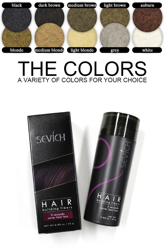 Sevich 10 Colors Hair Fibers Keratin 25g Thickening Spray - Instant Regrowth Powders