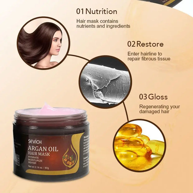 SEVICH Argan Oil Hair Repair Mask for Damaged Roots and Scalp - 80g Keratin Treatment