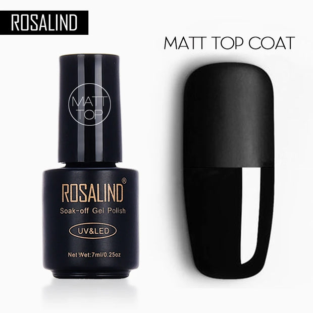 Rosalind Matt Top Coat for Gel Polish - Semi-Permanent Base and Top Coat for Gel Polish UV Manicure