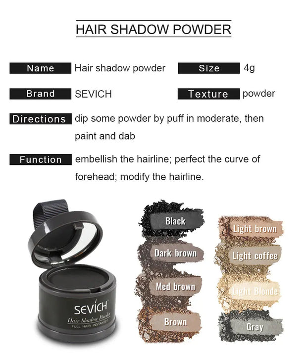 SEVICH Black Root Cover Up Powder for Instant Hairline Shadow Coverage