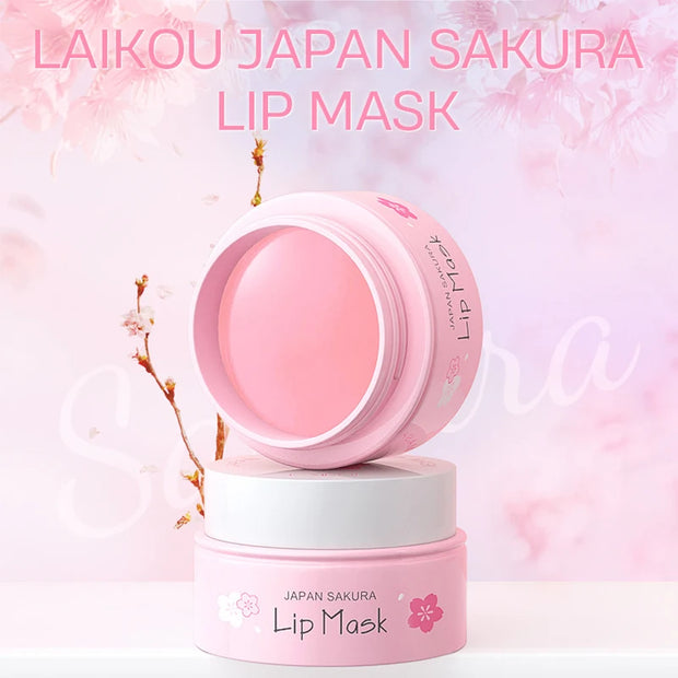 LAIKOU Sakura Cherry Blossom Lip Serum Mask for Moisturizing and Fine Lines Repair, 8g