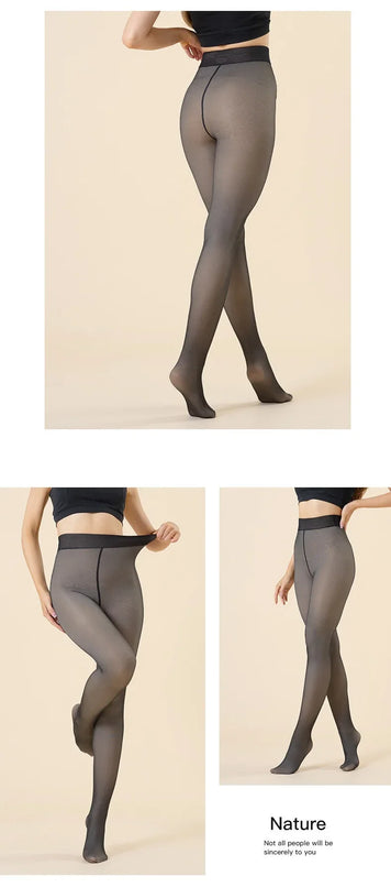 YIYUEQIANLI Winter Warm Thermal Pantyhose for Women Made of Fleece fabric