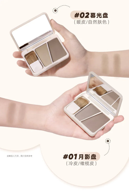 JudyDoll Dual Texture Highlighter Set - 2 Colors for Face Brightening & 3D Makeup