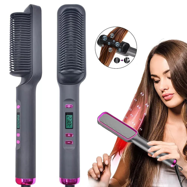 Multifunctional Electric Hot Comb Hair Straightener Brush with Negative Ion Technology