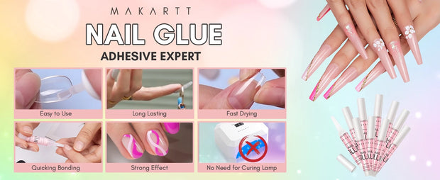 Makartt Super Adhesive Nail Glue, secagem rápida, forte adesão para DIY e salão, 2g cada