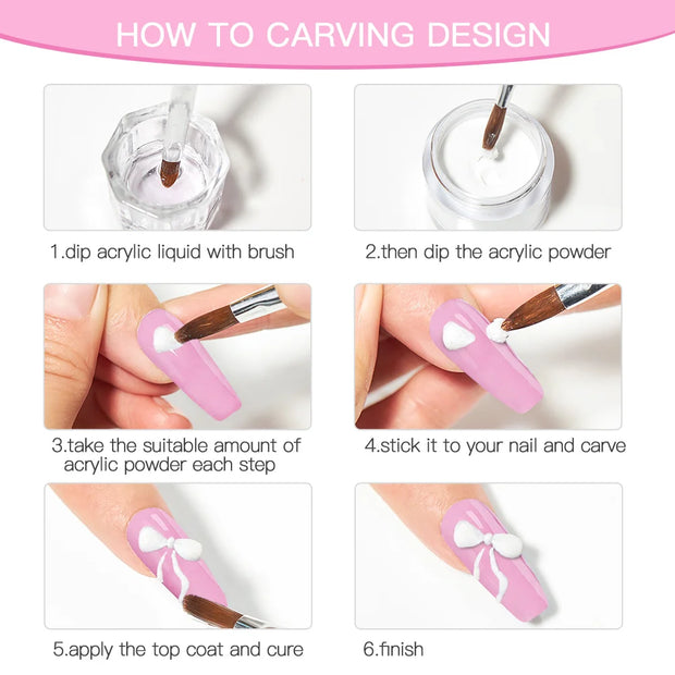 Mtssii Crystal Flower Carve Nail Art Acrylic Powder Manicure Extension Kit