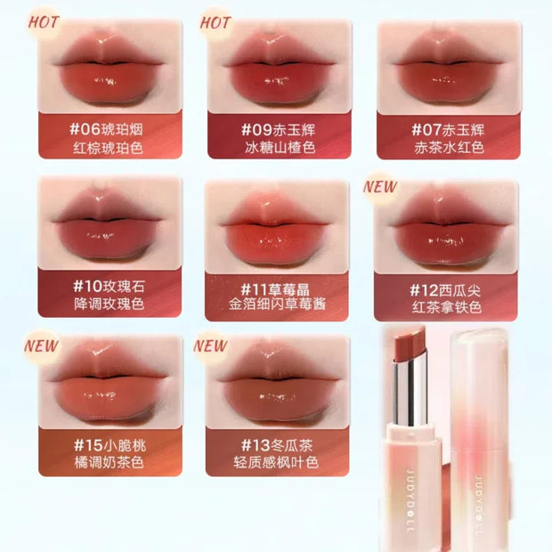 Judydoll Crystal Jelly Lip Gloss with Mirror - Moisturizing Nude Lip Tint for Long-Lasting Makeup