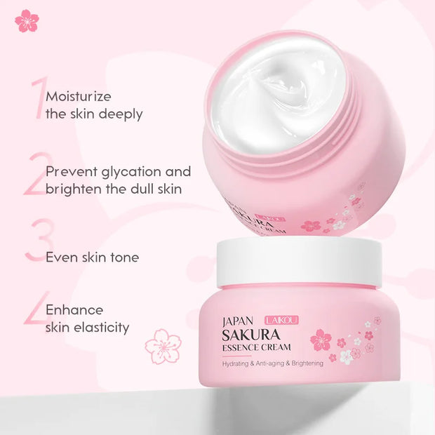 LAIKOU Cherry Blossom Skin Care Set: Collagen Eye Cream, Exfoliating Gel Cleanser, Lip Mask