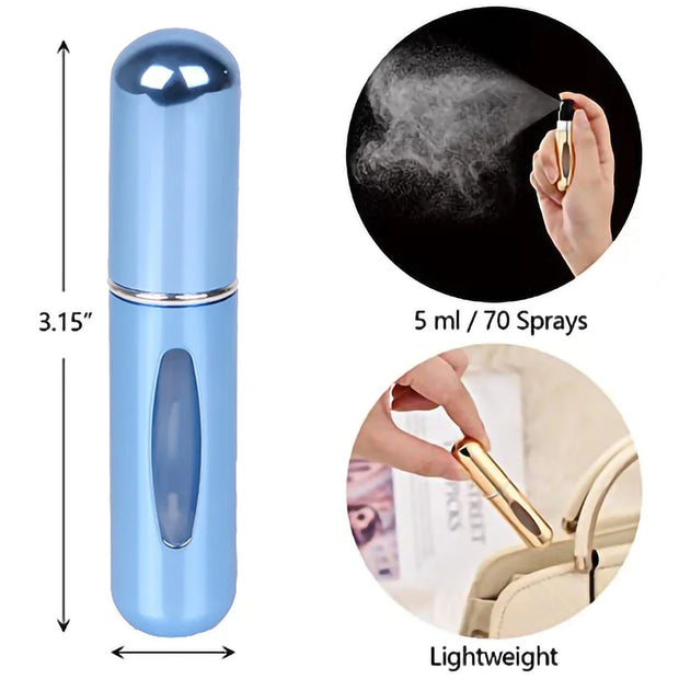 Portable Travel-Sized Perfume Atomizer for Liquid Cosmetics, Refillable Empty Spray Bottle