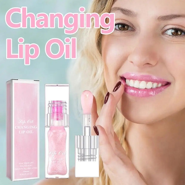 Clear Nourishing Lip Oil for Dry, Cracked Lips: Color-changing pH Lip Care Moisturizer