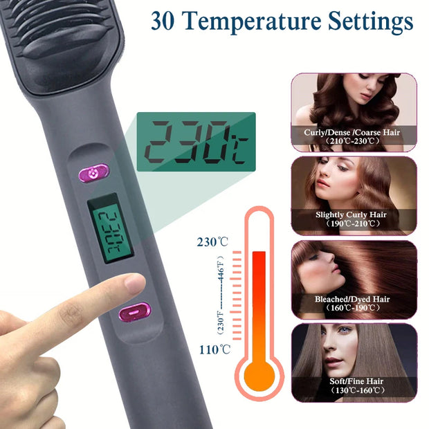 Multifunctional Electric Hot Comb Hair Straightener Brush with Negative Ion Technology