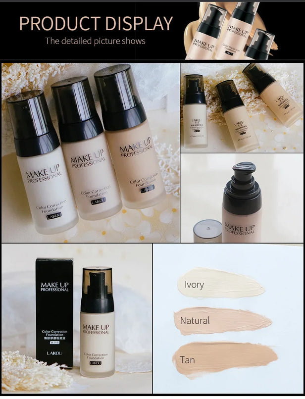 LAIKOU BB Cream Foundation - Concealer, Moisturizer, Oil-Control, Whitening, Waterproof, 40g