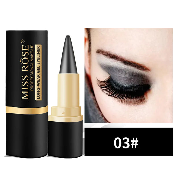 Miss Rose Waterproof Gel Eyeliner Pen, 24-Hour Long-Lasting Black Eye Shadow Pencil with Shimmer