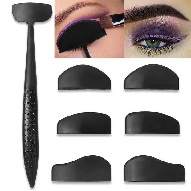 BEAUTY INSIDER 6-in-1 Silicone Eyeshadow Crease Line Kit and Eyeliner Stencil for Women, Black