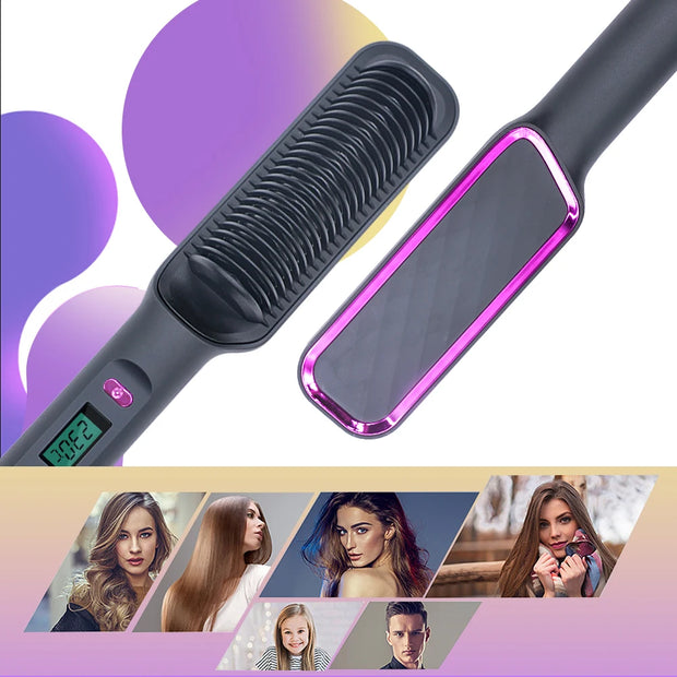 Multifunctional Electric Hot Comb Hair Straightener Brush with Negative Ion Technology