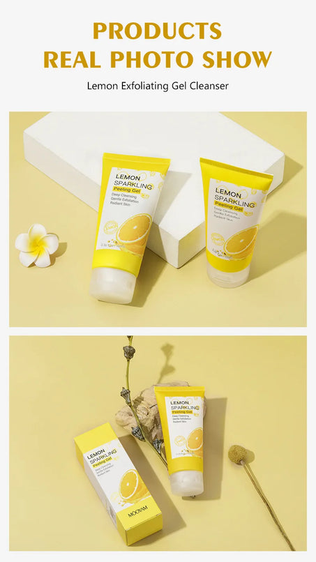 MOOYAM Lemon Exfoliating Gel Facial Scrub: Limpador para clareamento, hidratação e reparação de acne