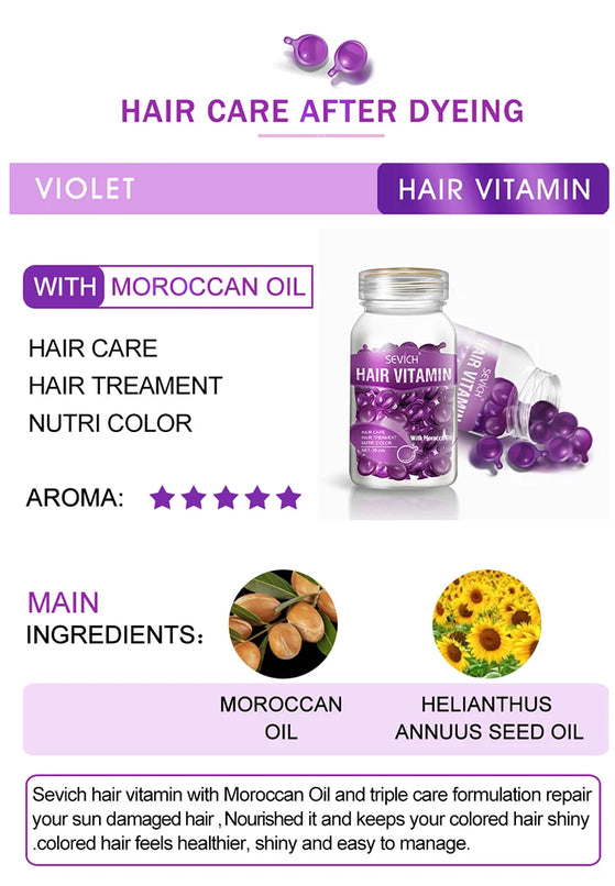 Suero para cabello dañado y suave con aceite de tratamiento con cápsulas de vitaminas de Sevich