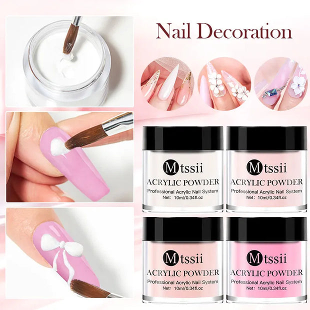 Mtssii Crystal Flower Carve Nail Art Acrylic Powder Manicure Extension Kit