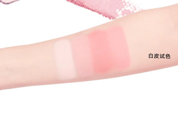 JudyDoll Peach Blush and Highlight Palette - 4 Shades, Matte, Long-Lasting, Brightening