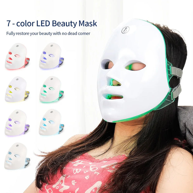 7 Colors LED Photon Mask Red Light Therapy Anti-Aging Face & Neck Skin Care Treatment