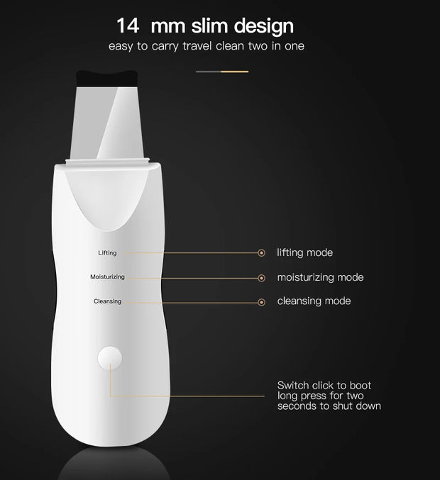 Professional Ultrasonic Skin Scrubber for Blackhead Removal and Facial Lifting