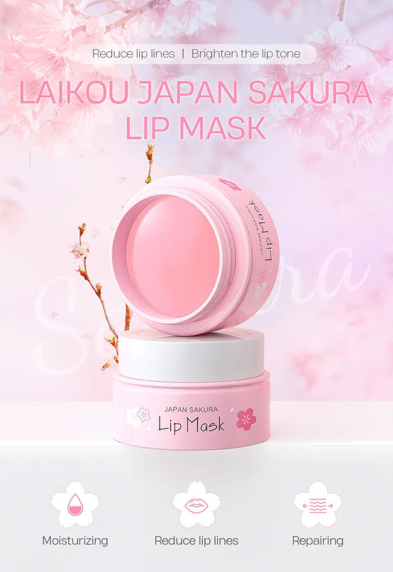 LAIKOU Sakura Cherry Blossom Lip Serum Mask for Moisturizing and Fine Lines Repair, 8g