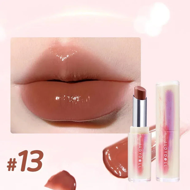 Judydoll Crystal Jelly Lip Gloss with Mirror - Moisturizing Nude Lip Tint for Long-Lasting Makeup