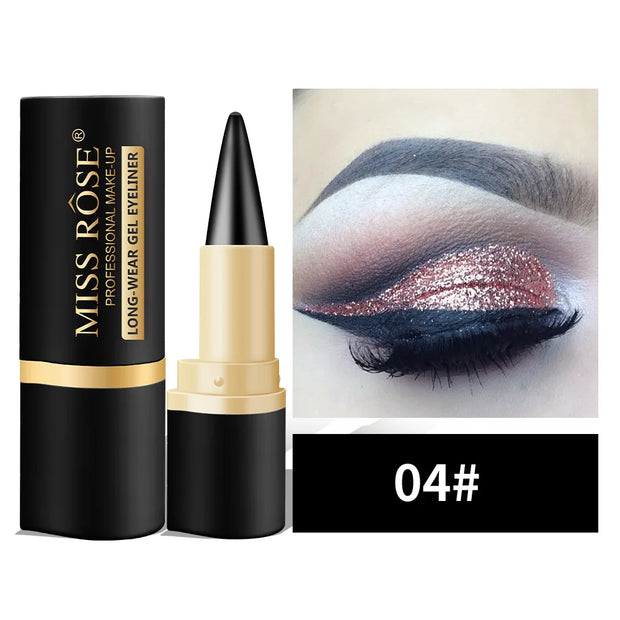 Miss Rose Waterproof Gel Eyeliner Pen, 24-Hour Long-Lasting Black Eye Shadow Pencil with Shimmer