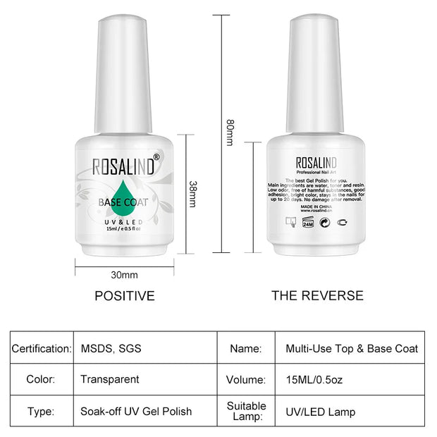 Rosalind 15ml Multi-Use Gel Nail Polish for Nail Art Design with UV/LED Lamp