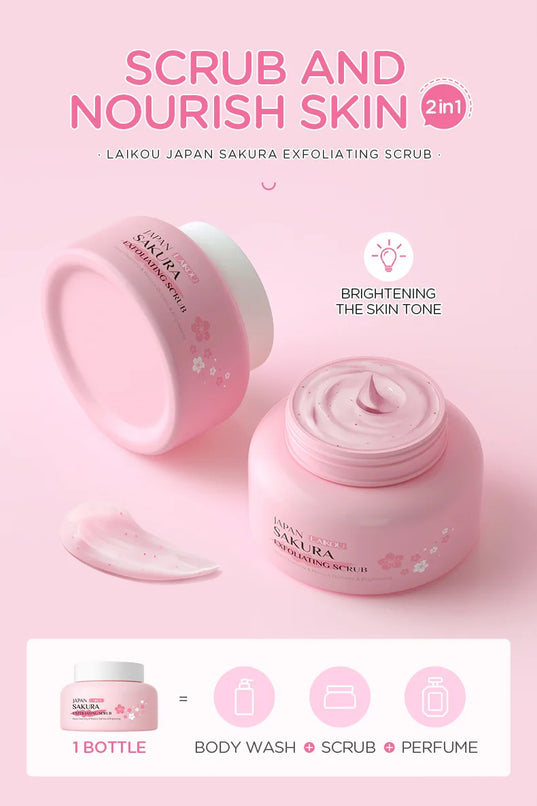 LAIKOU Sakura Peeling Exfoliating Scrub Gel for Face and Body, Blackhead and Dead Skin Remover, 100g