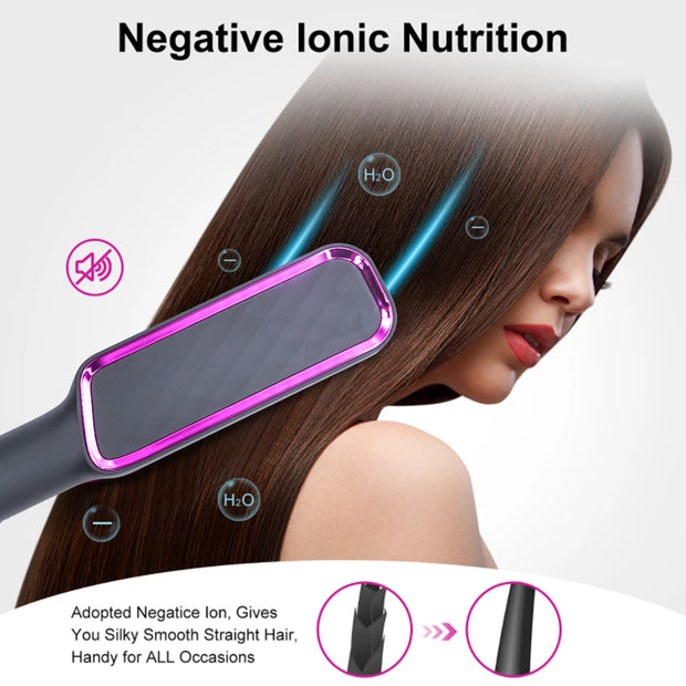 Multifunctional Electric Hot Comb Hair Straightener Brush with Negative Ion Technology