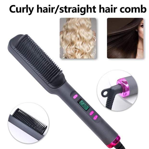 Multifunctional Electric Hot Comb Hair Straightener Brush with Negative Ion Technology