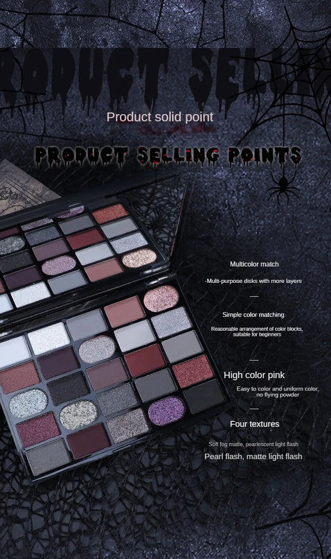 Gothic Pearlescent Matte Eye Shadow Palette for Punk Profound Three-Dimensional Makeup