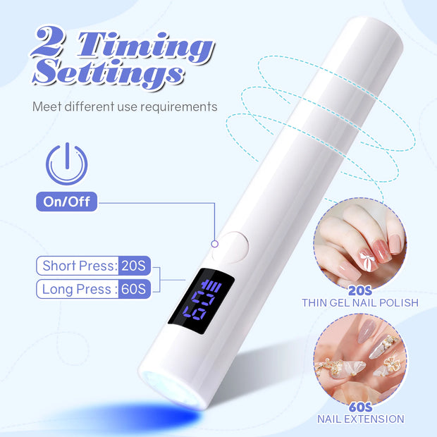 DianaBeauty Portable UV LED Nail Lamp with Two Timer Settings for Quick Drying Gel Manicures