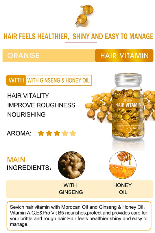 Suero para cabello dañado y suave con aceite de tratamiento con cápsulas de vitaminas de Sevich