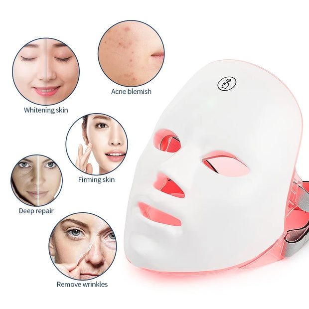 7 Colors LED Photon Mask Red Light Therapy Anti-Aging Face & Neck Skin Care Treatment