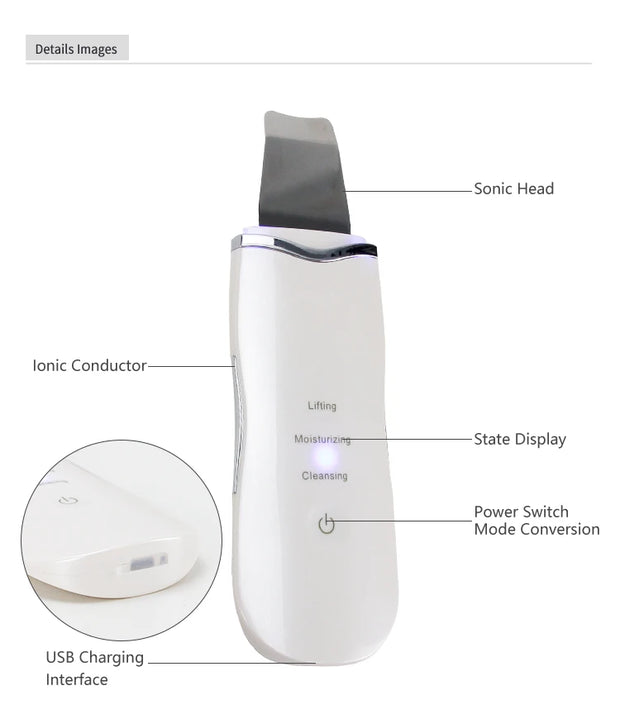 Professional Ultrasonic Skin Scrubber for Blackhead Removal and Facial Lifting