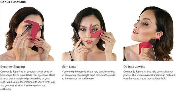 Eye and Face Makeup Modeling Contour Stencil for Perfect Eyebrow Shape and Cheekbone Definition