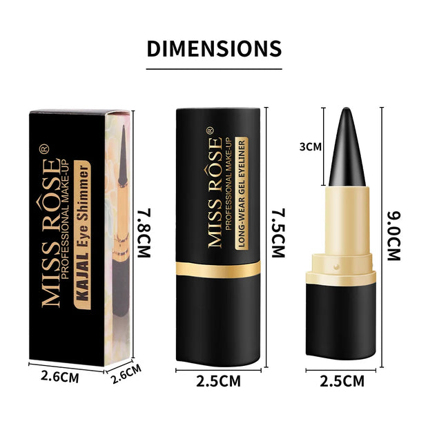 Miss Rose Waterproof Gel Eyeliner Pen, 24-Hour Long-Lasting Black Eye Shadow Pencil with Shimmer