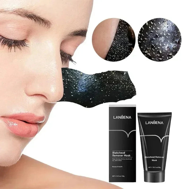 LANBENA Mascarilla negra para eliminar puntos negros, mascarilla exfoliante para el cuidado de los poros, mascarilla de barro para el cuidado de la piel y el rostro