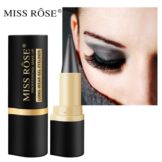 Miss Rose Waterproof Gel Eyeliner Pen, 24-Hour Long-Lasting Black Eye Shadow Pencil with Shimmer