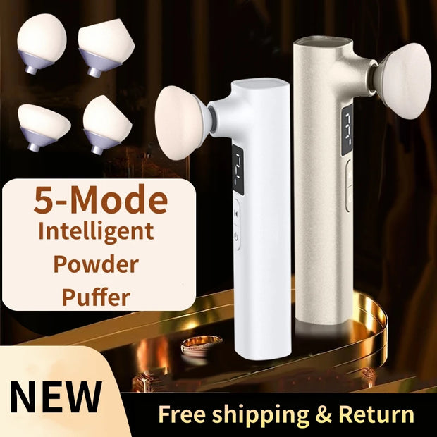 BEAUTY STAR Electric Makeup Powder Puffer with 4 Foundation Sponges - Efficient Beauty Tool