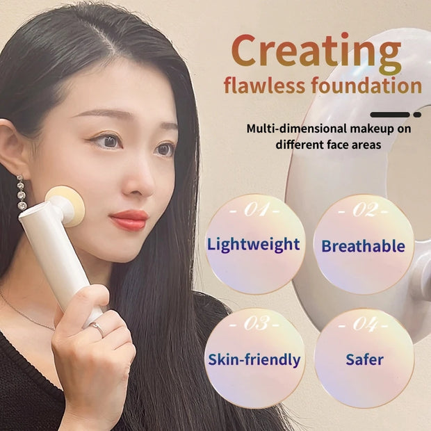 BEAUTY STAR Electric Makeup Powder Puffer with 4 Foundation Sponges - Efficient Beauty Tool