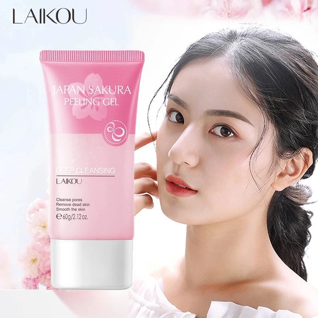 LAIKOU Sakura Exfoliating Peeling Gel Face Wash, Deep Cleansing and Moisturizing Facial Cleanser